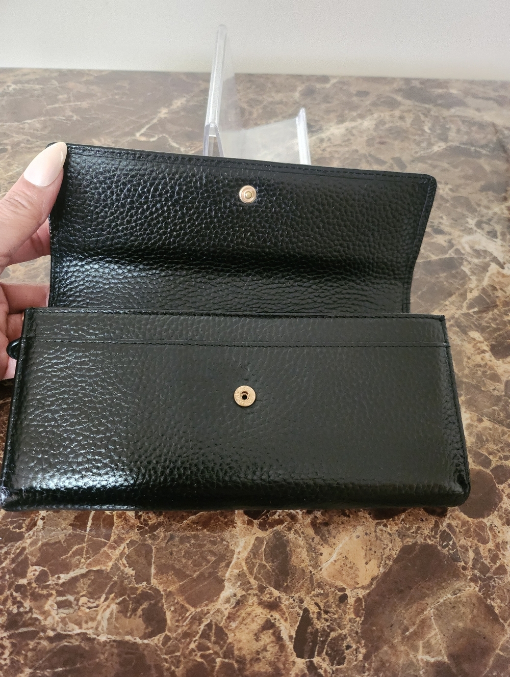 Mario Valentino Black Pebbled Leather Long Wallet EUC - Picture 8 of 15